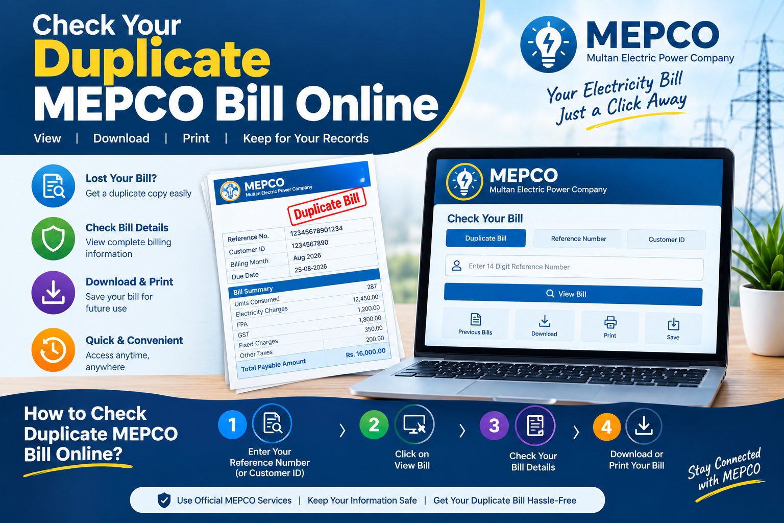 Duplicate MEPCO Bill Online